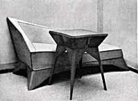 Little table and sofa (probably part of the furnishings for a lady´s drawing-room), 1912, (probably also shown at the second Group of Fine Artists´exhibition, September—November 1912), published in Styl V, 1913, p. 23