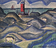 Wangerooge, maják, 1920, akvarel, kartón, 40 x 47 cm